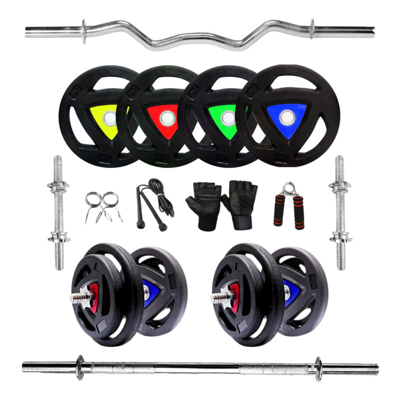 FINEKART Adjustable 3 Cut Rubber Coated Home Gym Equipment Set for Men-Women