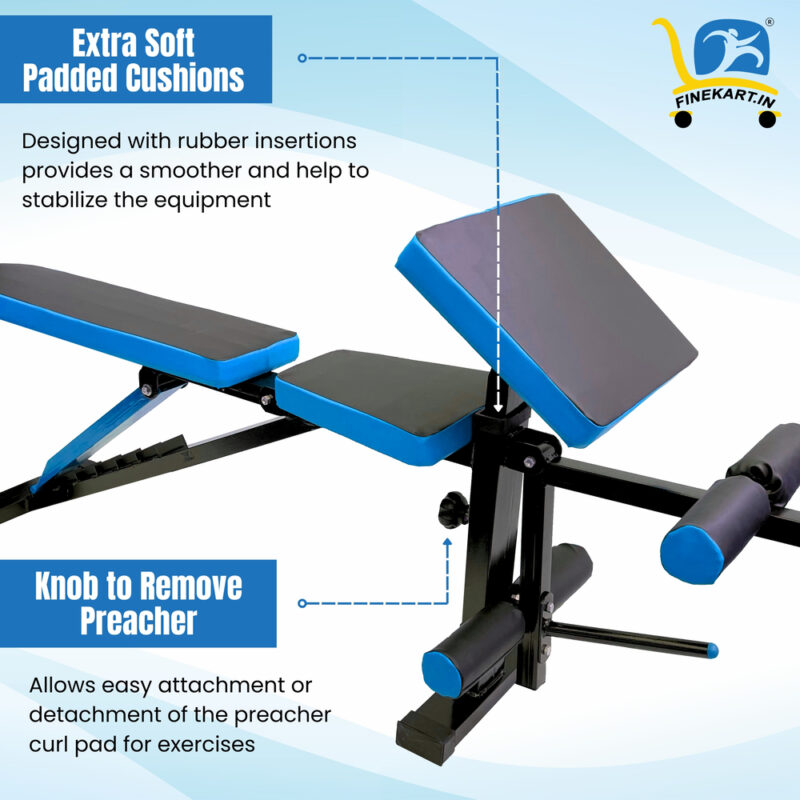 FINEKART Adjustable Multi-function Bench with Preacher, Leg Curl for Home Gym Full Body Workout