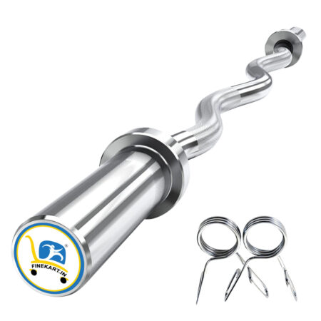FINEKART Chrome Plated 4 Feet Curl Olympic Barbell-Strength Training Bar for Weightlifting