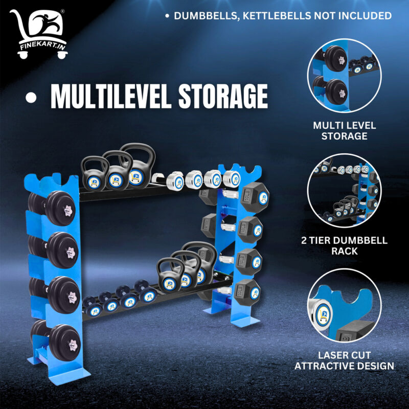 FINEKART Dumbbells & Kettlebells Rack Free Weight Storage for Home Gym