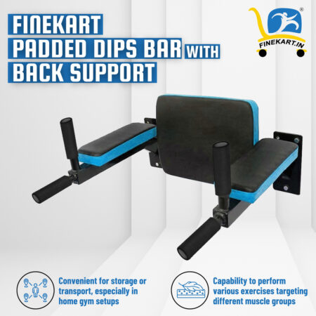 FINEKART Padded Dips Bar with Back Support for Home Gym Workout