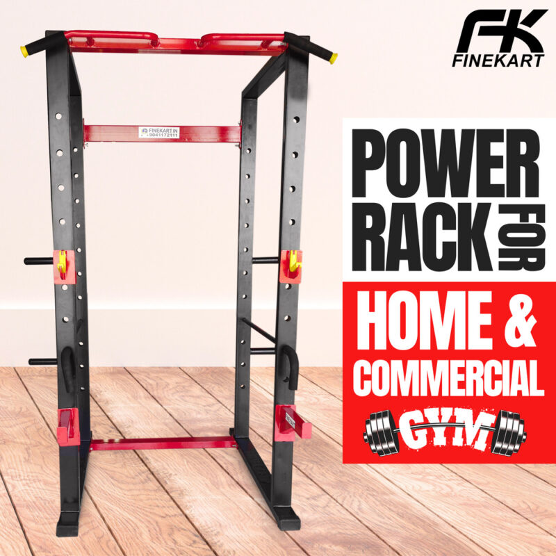 FINEKART Power Squat Rack, Weight Lifting Squat Rack Stand with Pull Up Bar for Home Gym