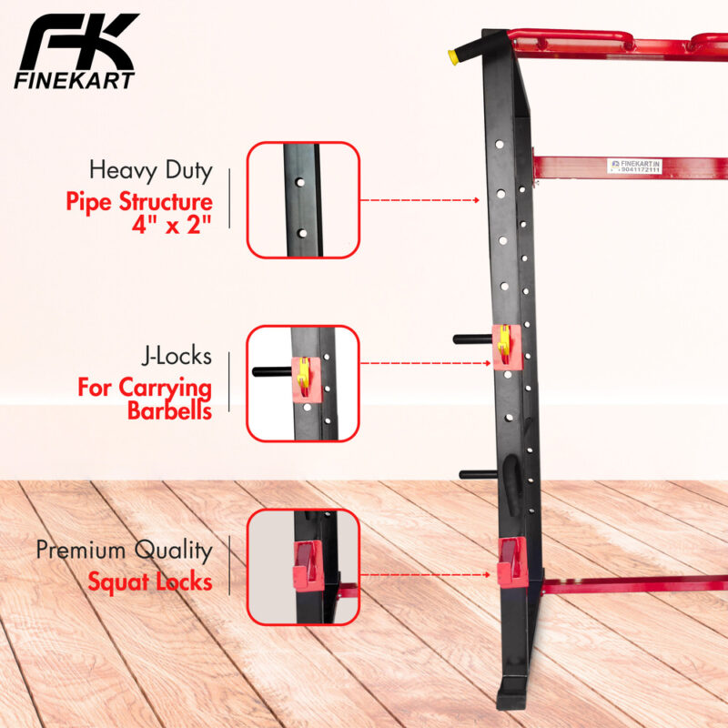FINEKART Power Squat Rack, Weight Lifting Squat Rack Stand with Pull Up Bar for Home Gym