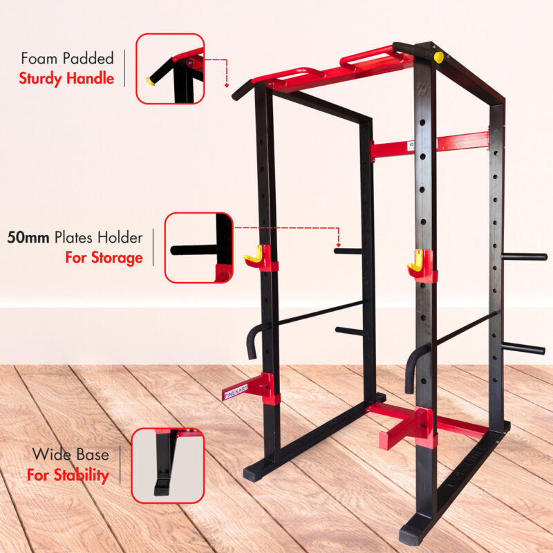 FINEKART Power Squat Rack, Weight Lifting Squat Rack Stand with Pull Up Bar for Home Gym