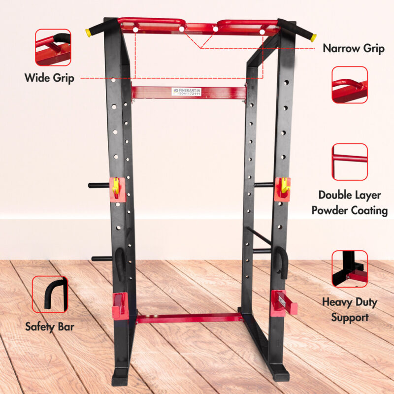 FINEKART Power Squat Rack, Weight Lifting Squat Rack Stand with Pull Up Bar for Home Gym