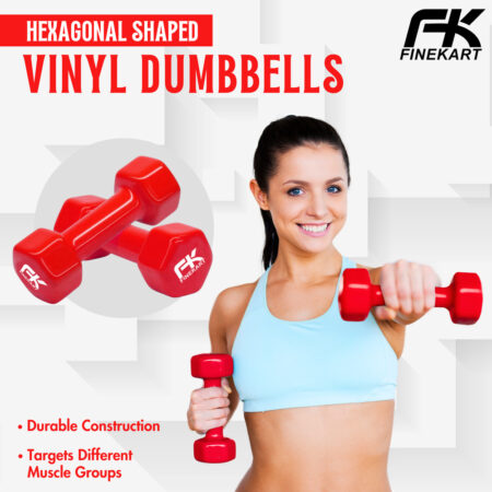 FINEKART Vinyl Dumbbells for Strength Training Suitable for Both Men & Women